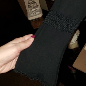 Women's Large Intriquite Black Bell Lace Trim Shirt